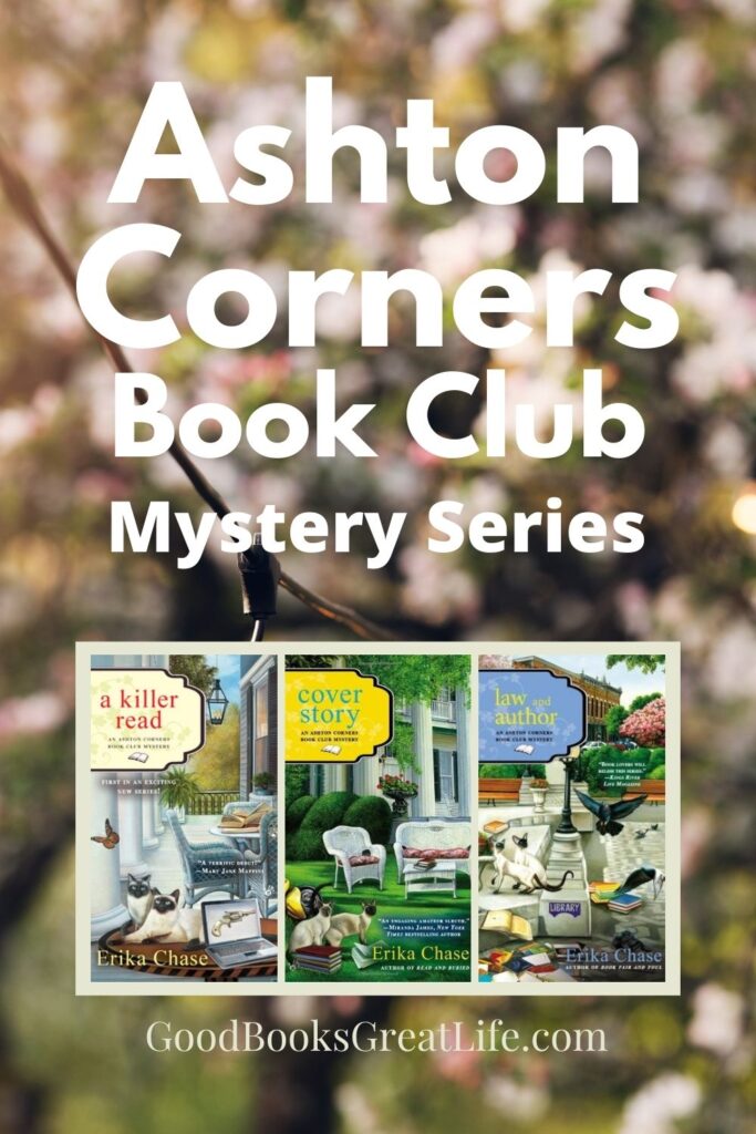 Ashton Corners Book Club Mystery series book covers with a flowering tree background