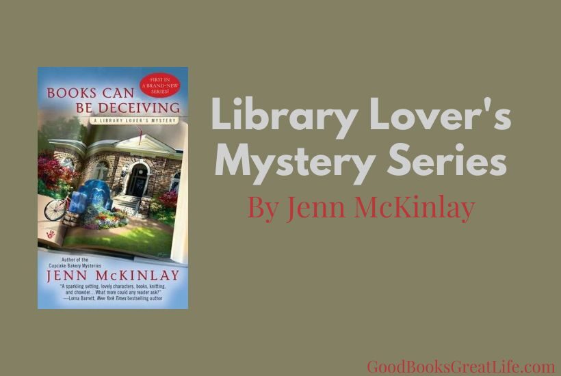 Book cover and the words library lover's mystery series on a grayish green background